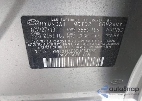 2014 Hyundai Elantra Limited z USA, uszkodzony, nr VIN KMHDH4AE8EU054573
